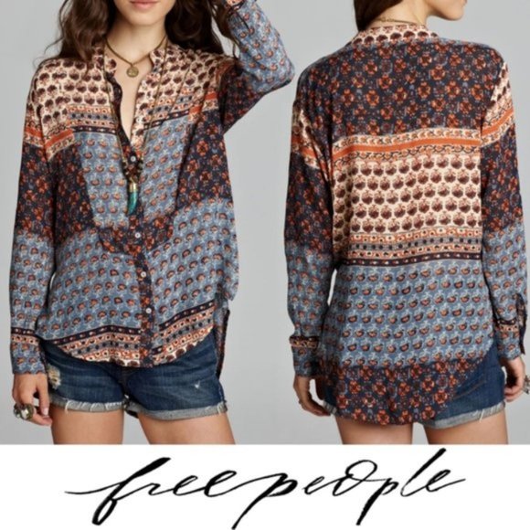 Free People Tops - Free People Caravan Top Blue Orange Multi XS